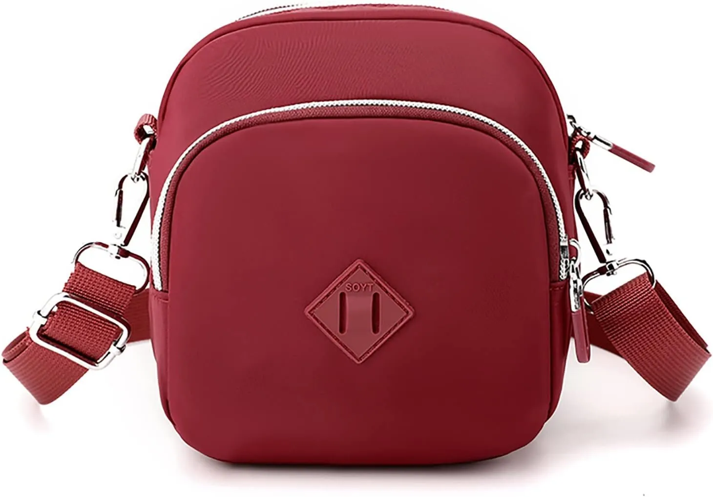 KANC Casual Nylon Floral Shoulder Bag for Women Crossbody Bag Messenger Bags Sport Fanny Pack Leather (Wine, One Size)