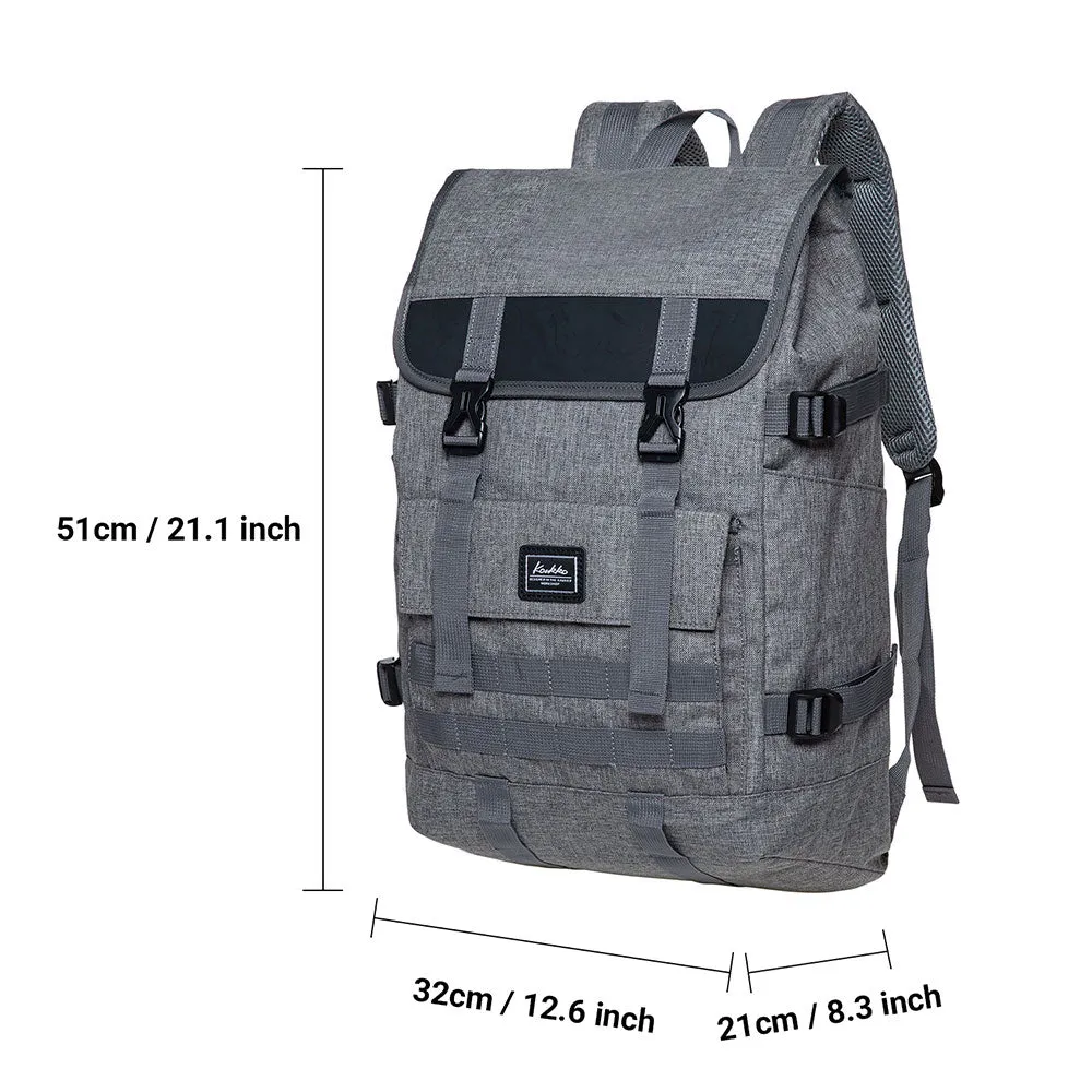 KAUKKO Casual Daypacks Multipurpose Backpacks, Outdoor Backpack, Travel Rucksack Grey(Linen)