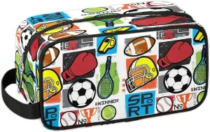 Kids Travel Toiletry Bag for Boys, Football Soccer Waterproof Hanging Dopp Kit Wash Bag with Large Capacity for Travel, Sports, Shower