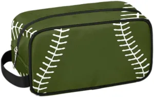 Kids Travel Toiletry Bag for Boys Olives Green Baseball Waterproof Hanging Dopp Kit for Men, Shaving Bag with Large Capacity for Travel, Sports, Shower