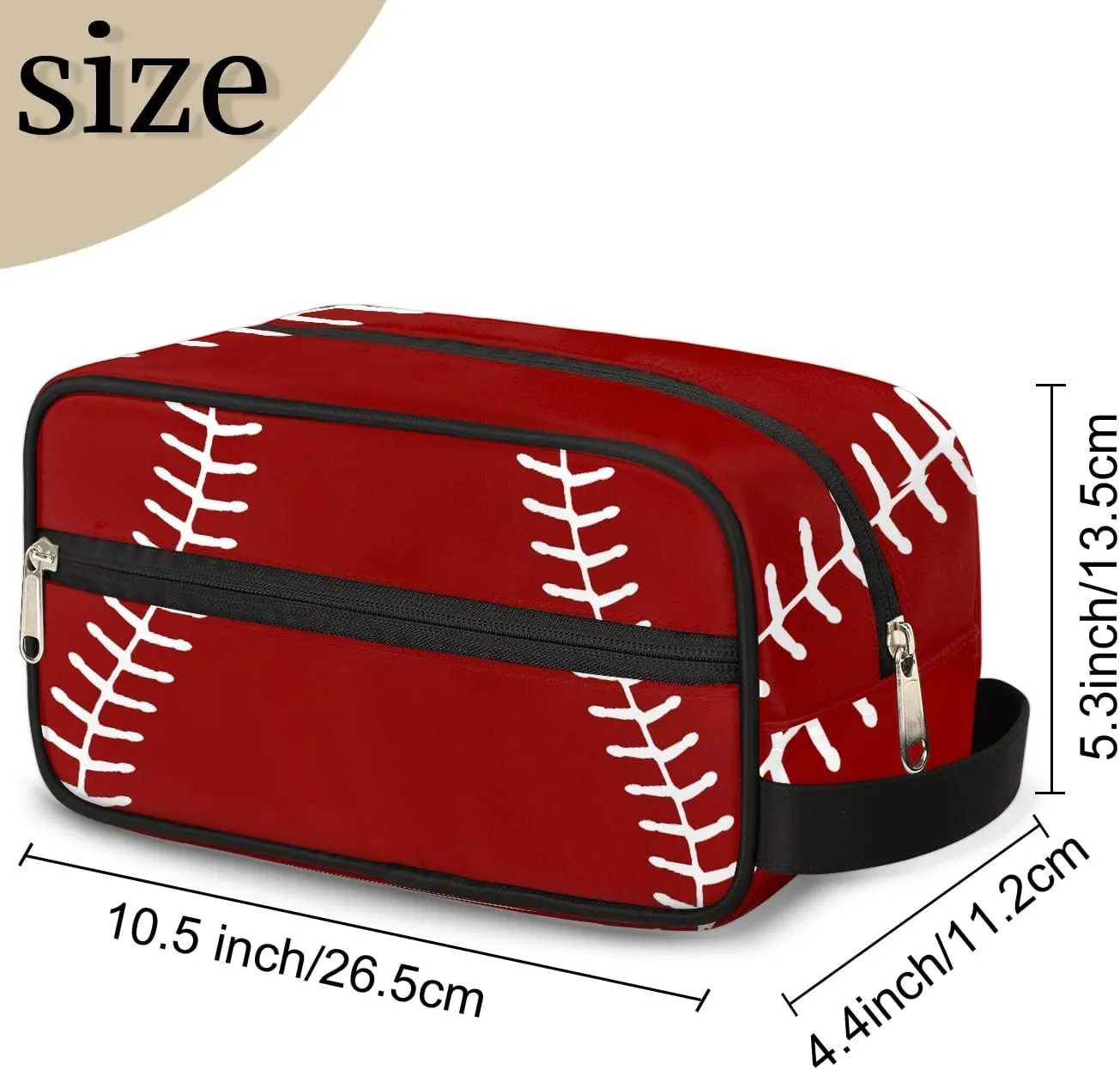 Kids Travel Toiletry Bag for Boys Red Baseball Waterproof Hanging Dopp Kit for Men, Shaving Bag with Large Capacity for Travel, Sports, Shower