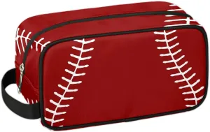 Kids Travel Toiletry Bag for Boys Red Baseball Waterproof Hanging Dopp Kit for Men, Shaving Bag with Large Capacity for Travel, Sports, Shower