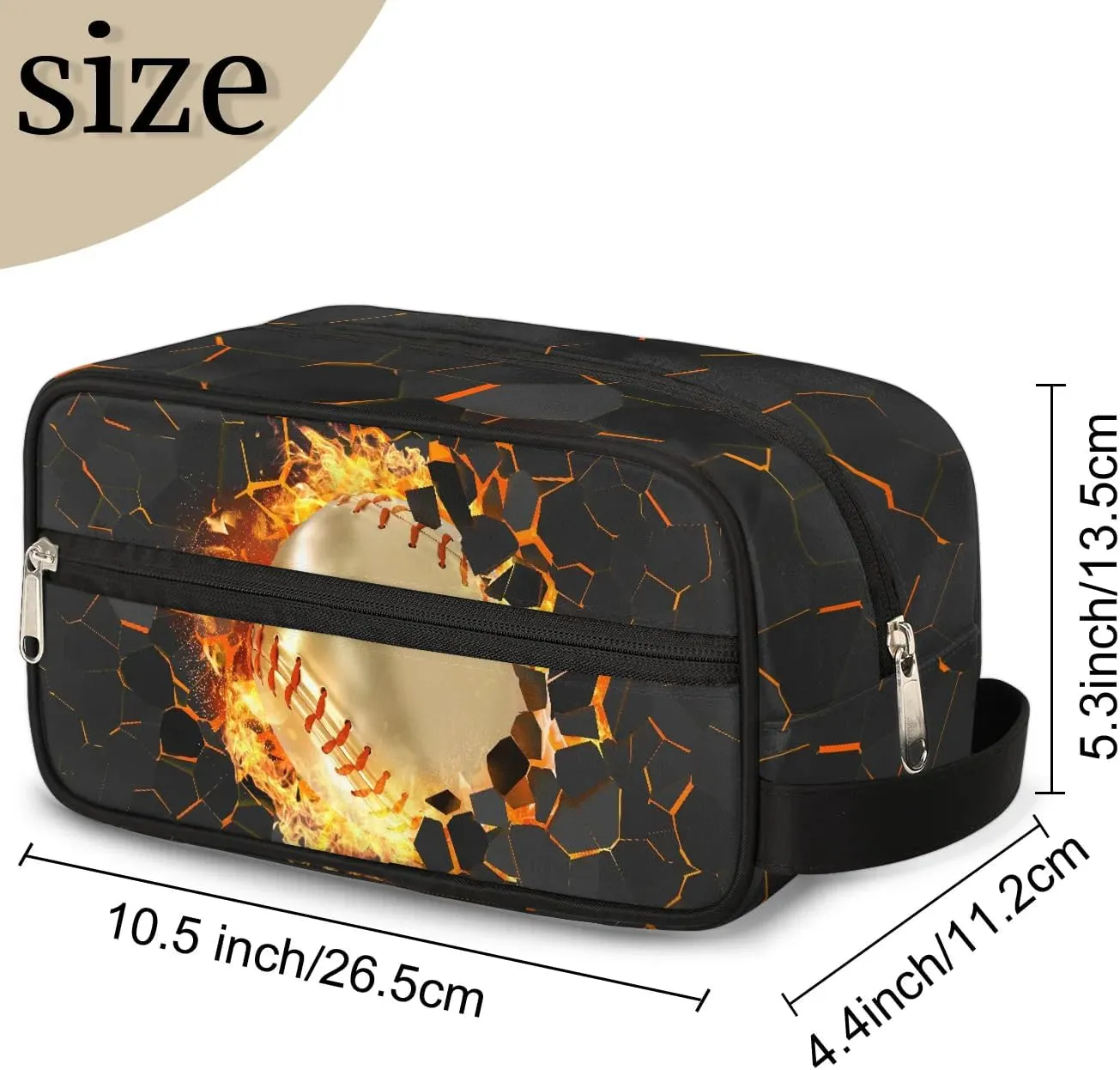 Kids Travel Toiletry Bag for Boys Teens, Baseball Waterproof Hanging Dopp Kit Wash Bag with Large Capacity for Travel, Sports, Shower