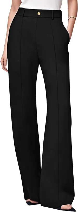 KIMIKAL Women's Wide Leg Pants, High Waist Business Work Elastic Suit Pants for Woman, Sports Straight Trousers