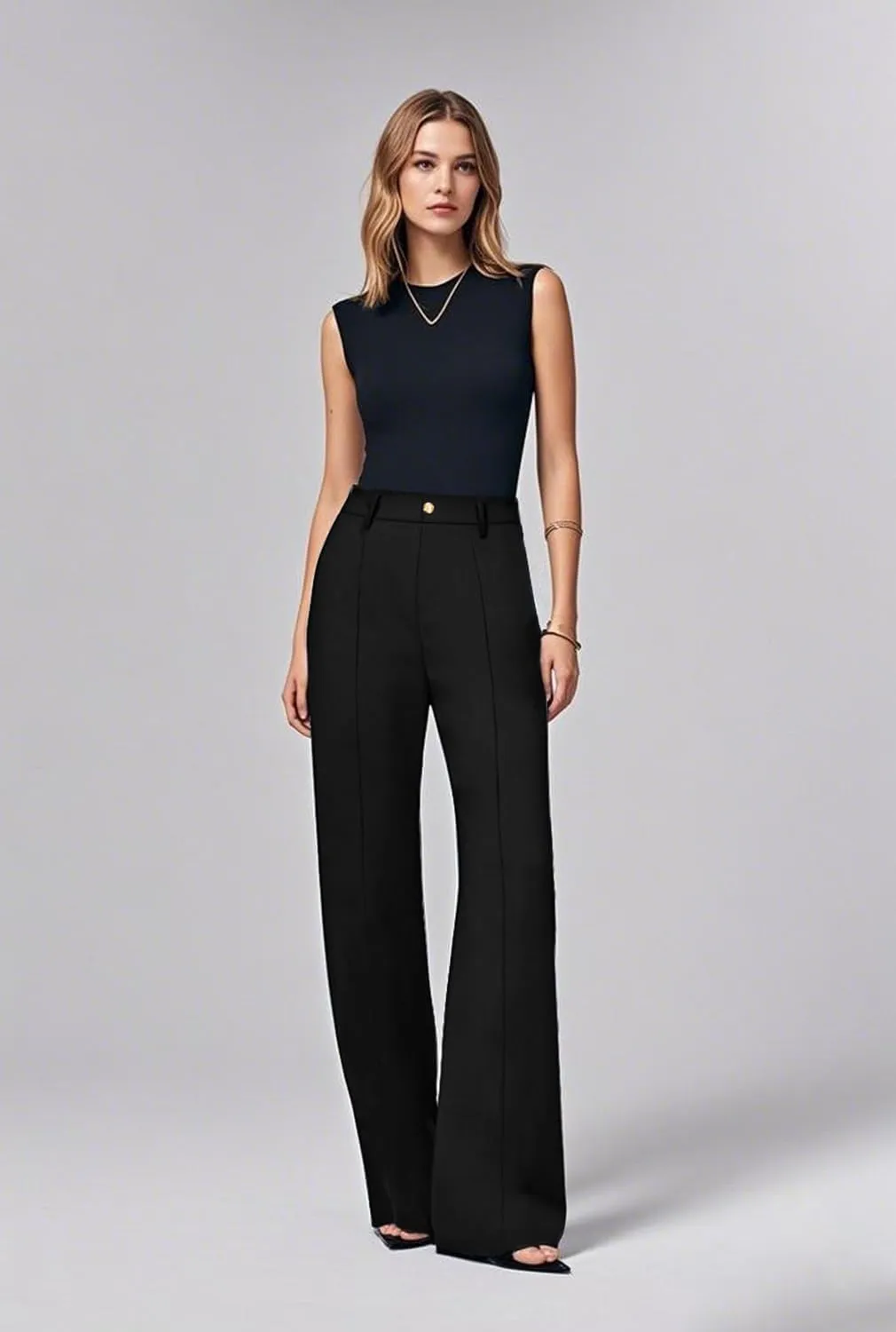 KIMIKAL Women's Wide Leg Pants, High Waist Business Work Elastic Suit Pants for Woman, Sports Straight Trousers