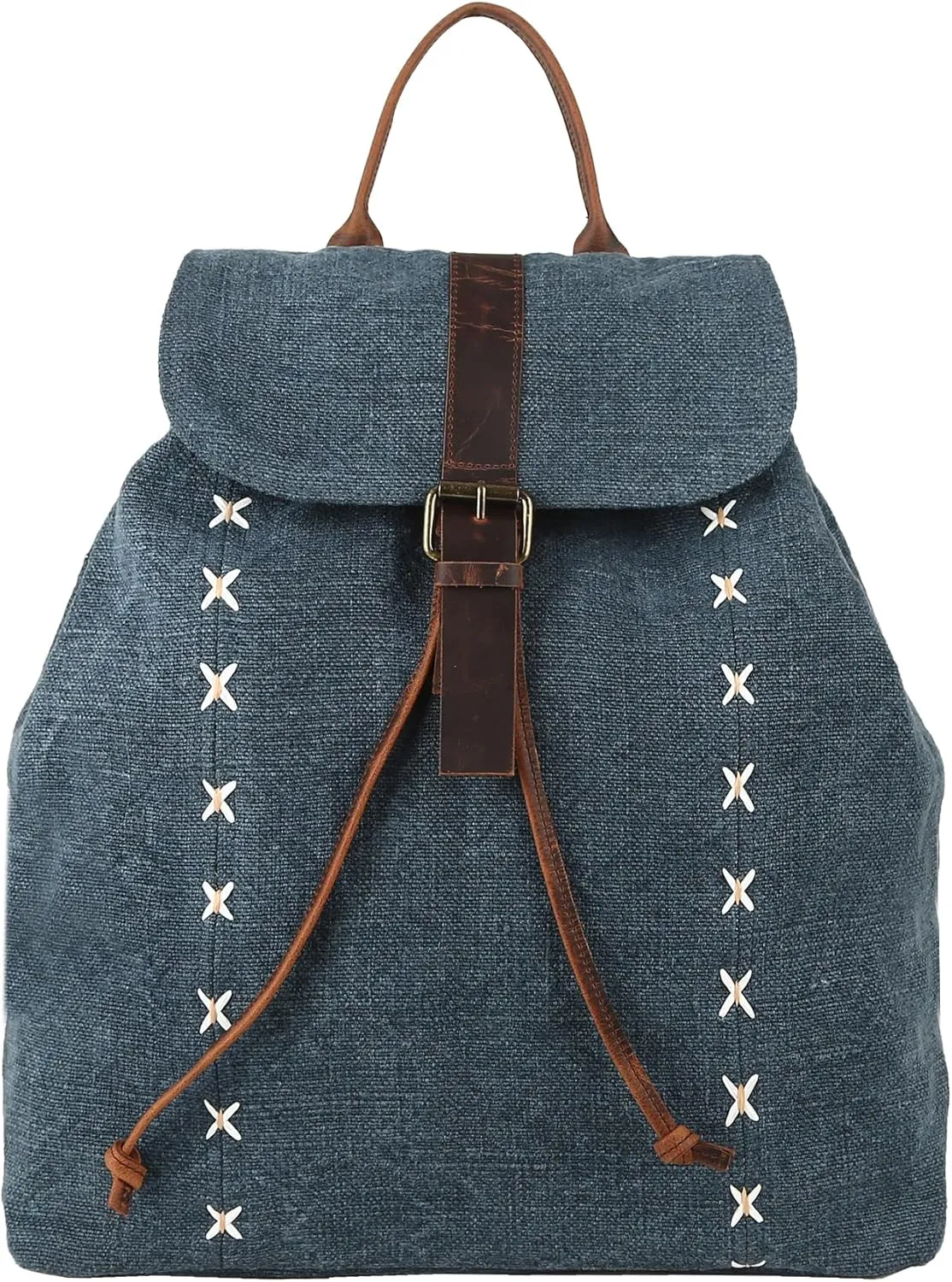 KomalC Jute & Leather Backpack for Women & Men  Stylish & Spacious Travel Backpack  Durable Rucksack for Work, Hiking & Everyday Use