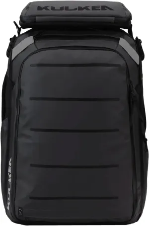 Kyd 40L Travel Backpack - Spacious Carry On Backpack with Detachable Travel Pouch, Magnetic Water Bottle Pocket, Passport and Laptop Pocket - Convertible Boot Bag for Snow Sports (Black/Silver)
