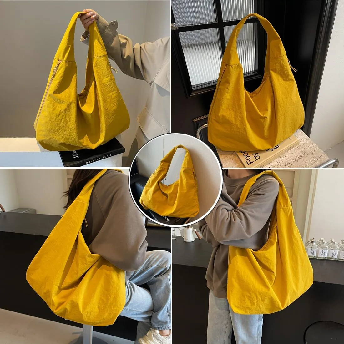 Large Capacity Tote Bags for Women, Women's Solid Color Textured Draped Tote Bag, Crossbody Hobo Bags Handbags Shoulder Bags