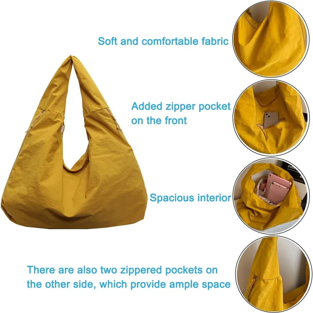 Large Capacity Tote Bags for Women, Women's Solid Color Textured Draped Tote Bag, Crossbody Hobo Bags Handbags Shoulder Bags