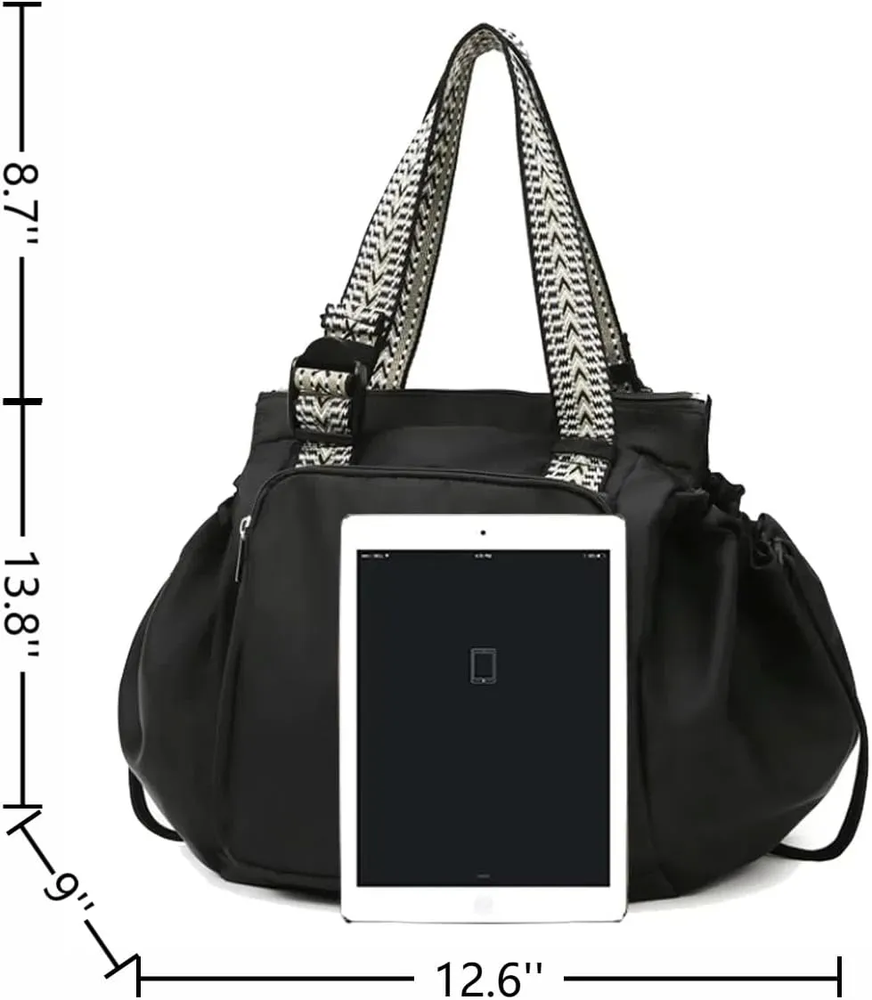 Large Capacity Versatile Travel Bag for Women,Transformable Nylon Cradle Bag,Foldable Waterproof Gym Pack,Expandable Duffel Pack (black)
