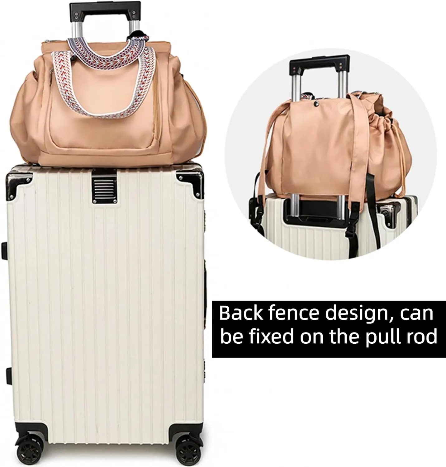 Large Capacity Versatile Travel Bag for Women,Transformable Nylon Cradle Bag,Foldable Waterproof Gym Pack,Expandable Duffel Pack (black)
