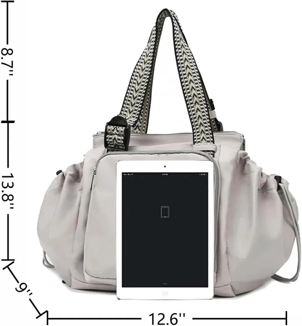Large Capacity Versatile Travel Bag for Women,Transformable Nylon Cradle Bag,Foldable Waterproof Gym Pack,Expandable Duffel Pack (grey)