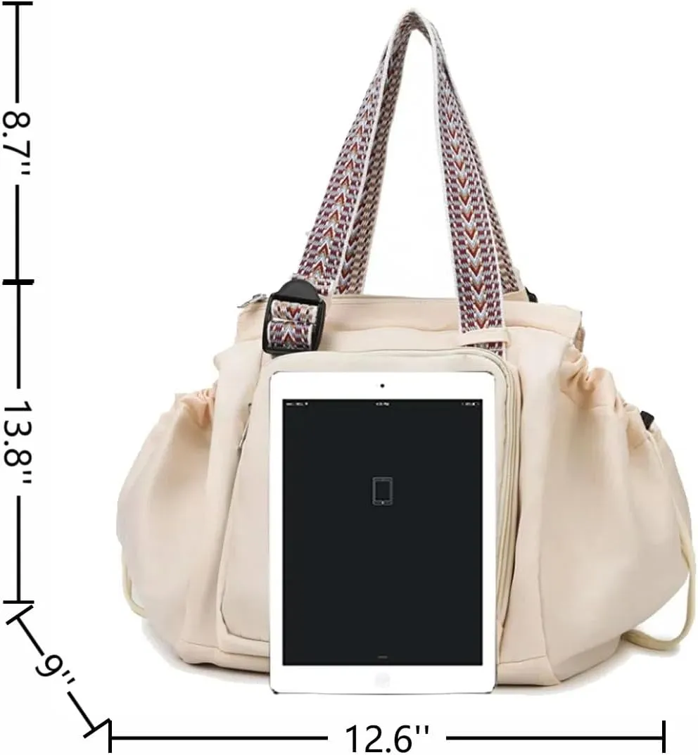 Large Capacity Versatile Travel Bag for Women,Transformable Nylon Cradle Bag,Foldable Waterproof Gym Pack,Expandable Duffel Pack (white)