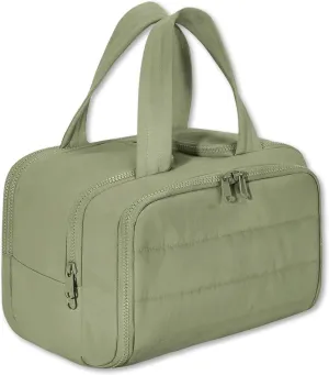 Large Capacity Wide-Open Travel Cosmetic Bag, Cureaway Travel Cosmetic Bag, Camping Toiletry Bags, Dry-And-Wet Separation Waterproof Portable Pouch Open Flat Toiletry Bags (Green)