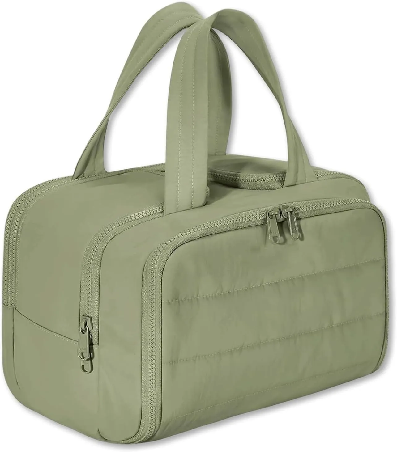 Large Capacity Wide-Open Travel Cosmetic Bag, Cureaway Travel Cosmetic Bag, Camping Toiletry Bags, Dry-And-Wet Separation Waterproof Portable Pouch Open Flat Toiletry Bags (Green)