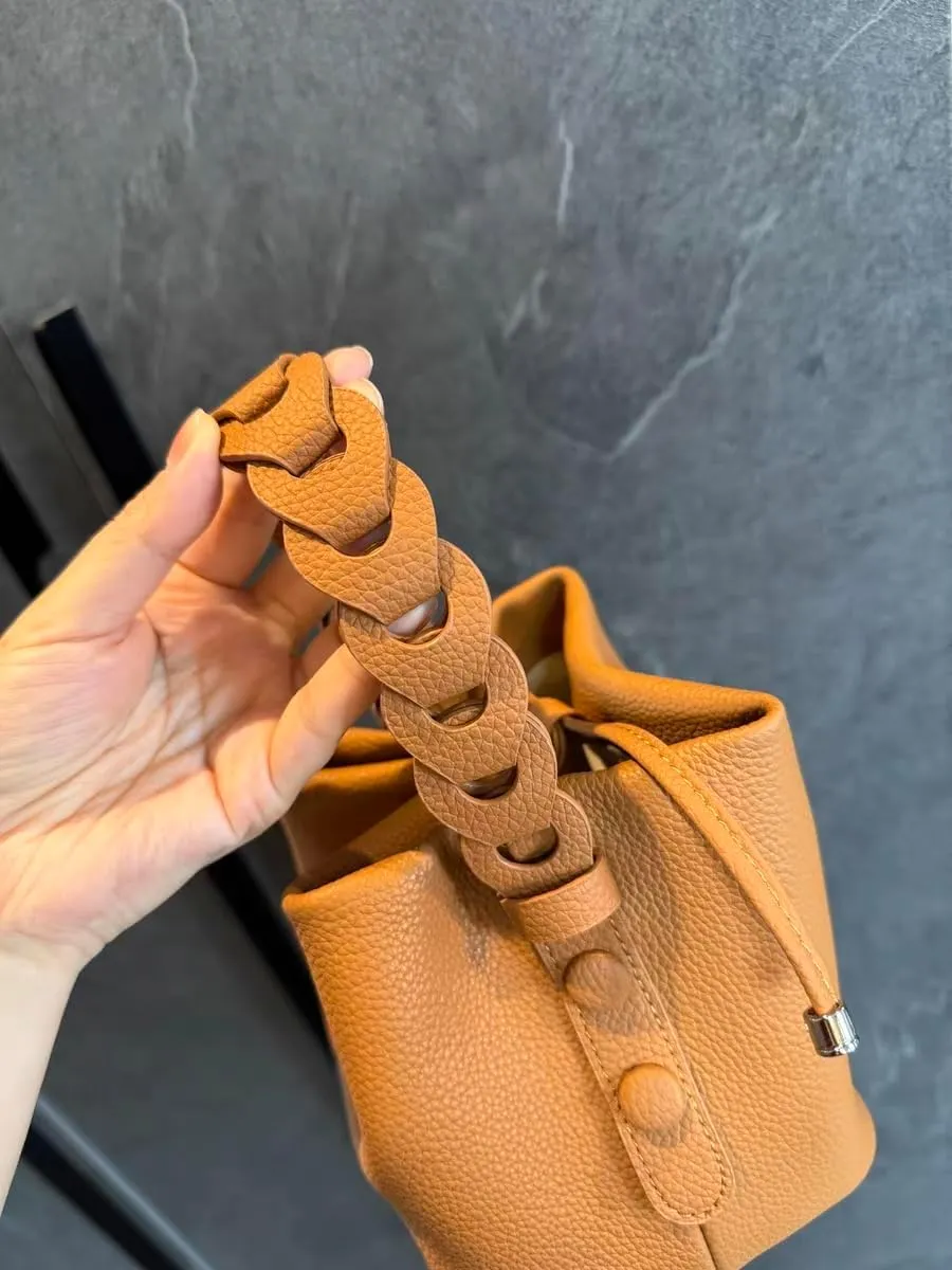 Leather Bucket Bag Handbag For Women Top Handle Woven Shoulder Crossbody Bag Clutch Versatile Commuting Elegant Chi Luxury