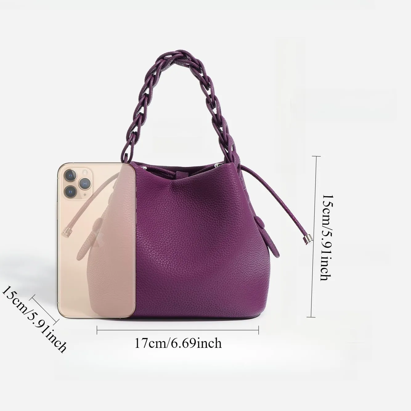 Leather Bucket Bag Handbag For Women Top Handle Woven Shoulder Crossbody Bag Clutch Versatile Commuting Elegant Chi Luxury