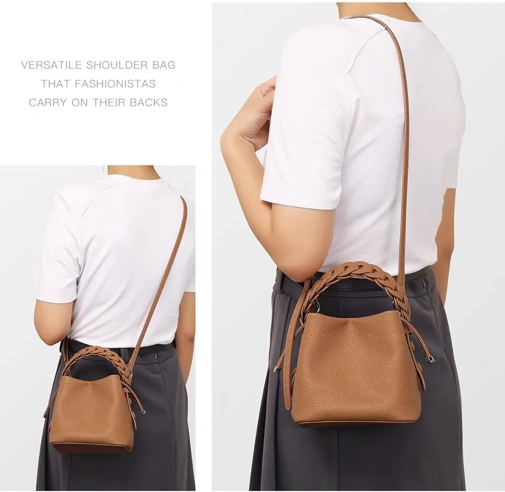 Leather Bucket Bag Handbag For Women Top Handle Woven Shoulder Crossbody Bag Clutch Versatile Commuting Elegant Chi Luxury