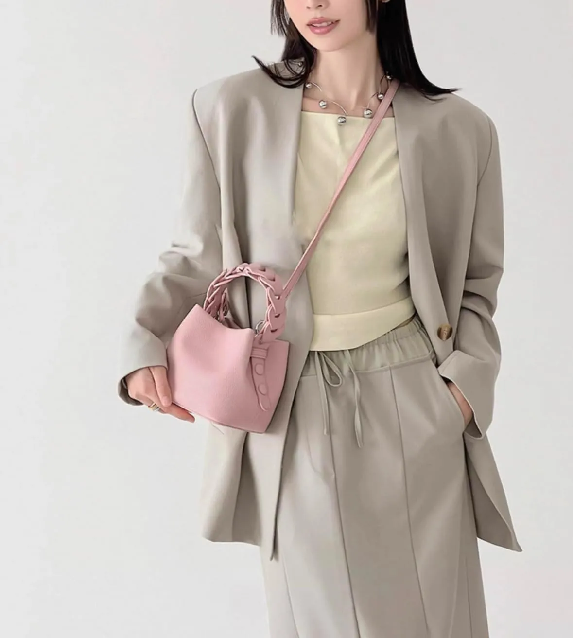 Leather Bucket Bag Handbag For Women Top Handle Woven Shoulder Crossbody Bag Clutch Versatile Commuting Elegant Chi Luxury