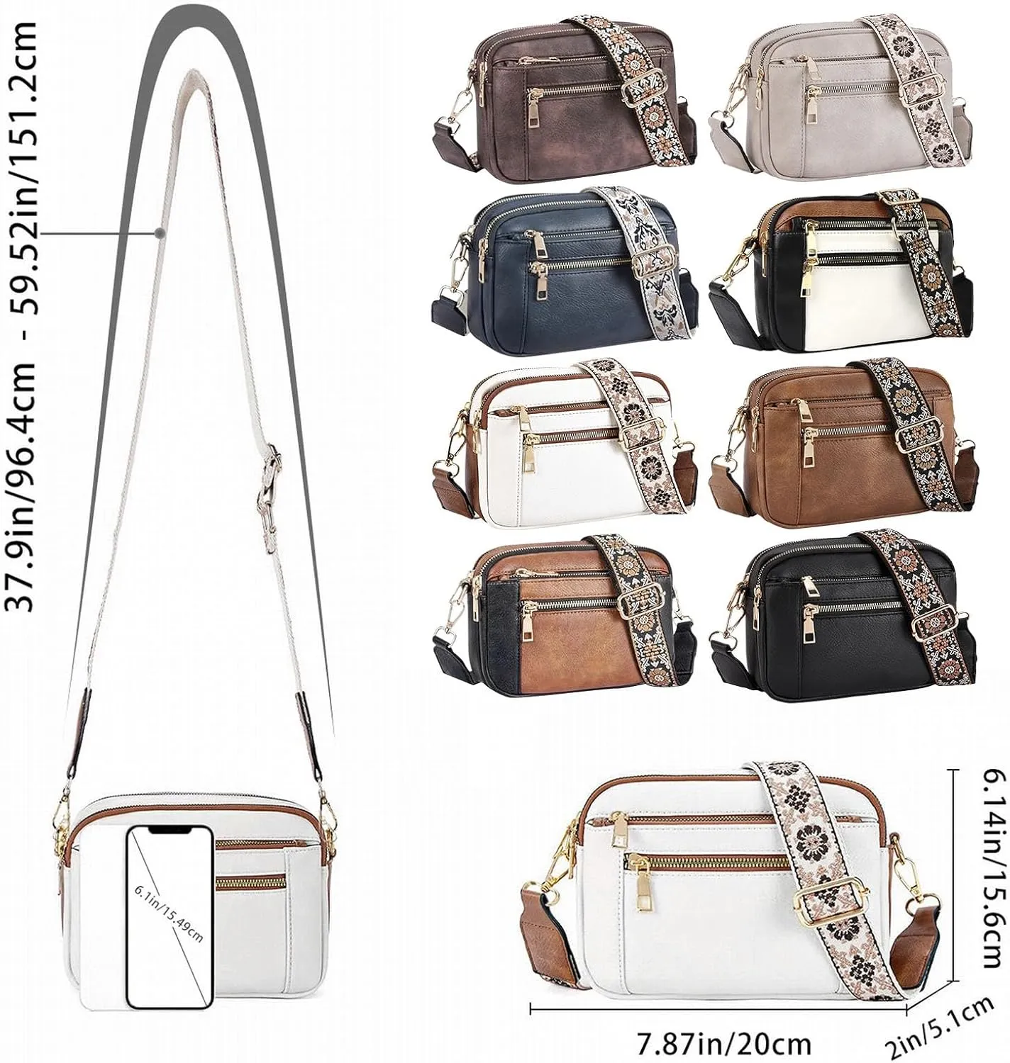Leather Handbags for Women Vegan Leather Small Crossbody Bags with Adjustable Wide Strap Shoulder Handbag