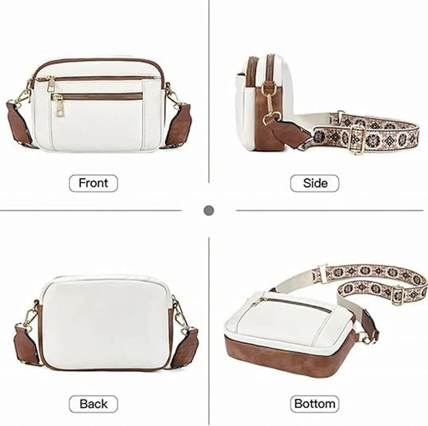 Leather Handbags for Women Vegan Leather Small Crossbody Bags with Adjustable Wide Strap Shoulder Handbag