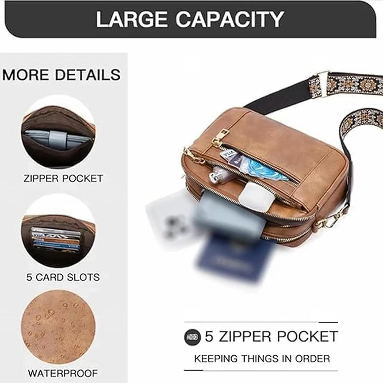 Leather Handbags for Women Vegan Leather Small Crossbody Bags with Adjustable Wide Strap Shoulder Handbag