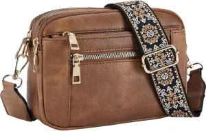 Leather Handbags for Women Vegan Leather Small Crossbody Bags with Adjustable Wide Strap Shoulder Handbag