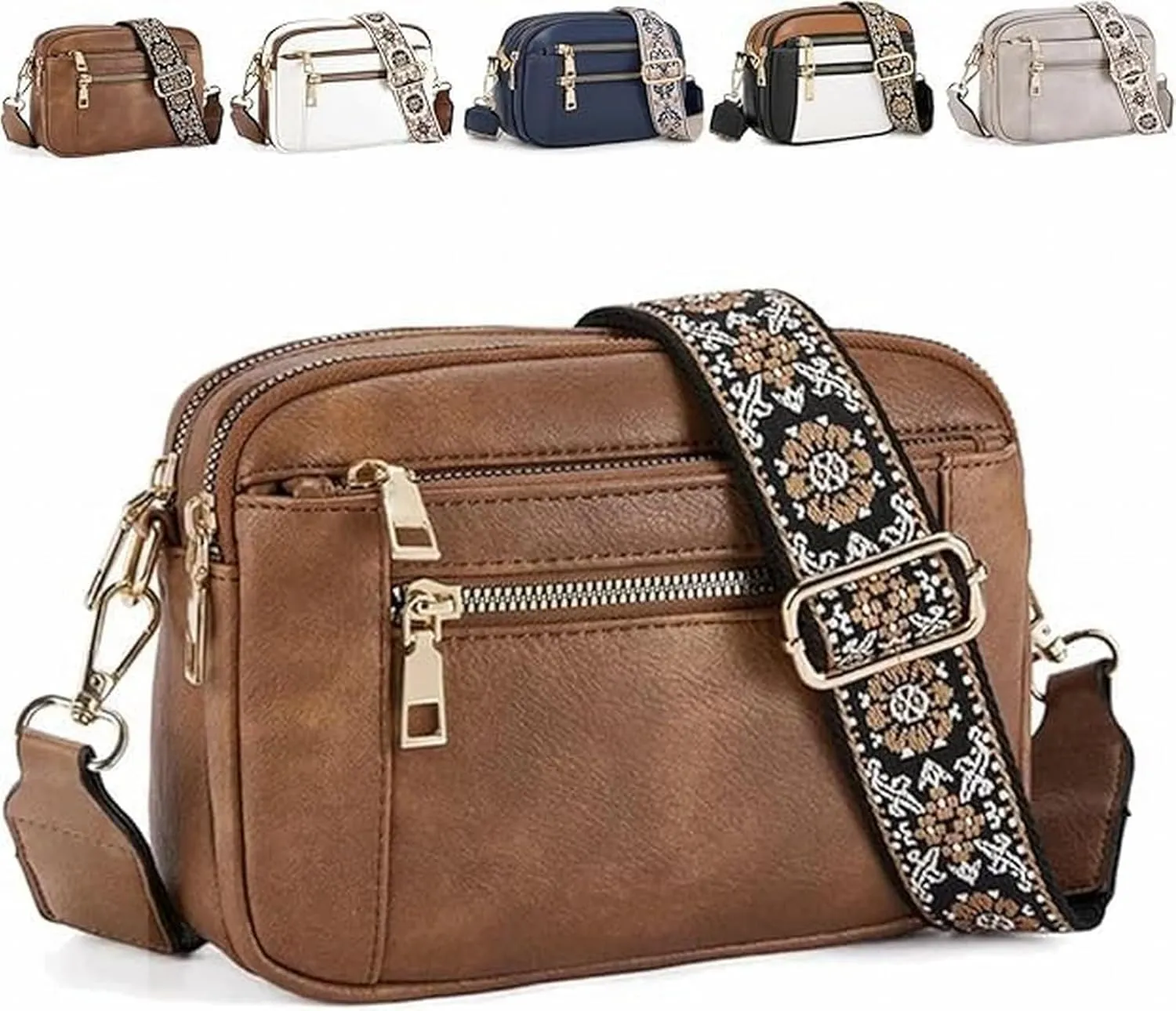 Leather Handbags for Women Vegan Leather Small Crossbody Bags with Adjustable Wide Strap Shoulder Handbag