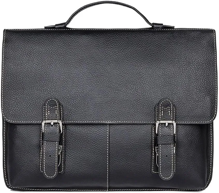 Leather Handmade Messenger Bags Waterproof Vintage Satchel Laptop Briefcase 15.6 Inch Men Shoulder Bag