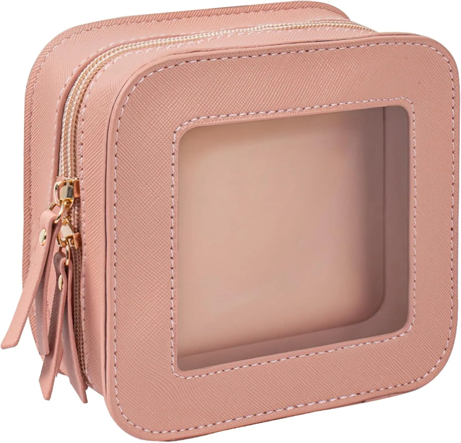 LETGO Mini Clear Makeup Bag Travel Cosmetic Case Transparent Toiletry Bag with Zipper, Portable Make Up Organizer Traveling Compact Pink Car Essentials for Girls(Pink, Mini)