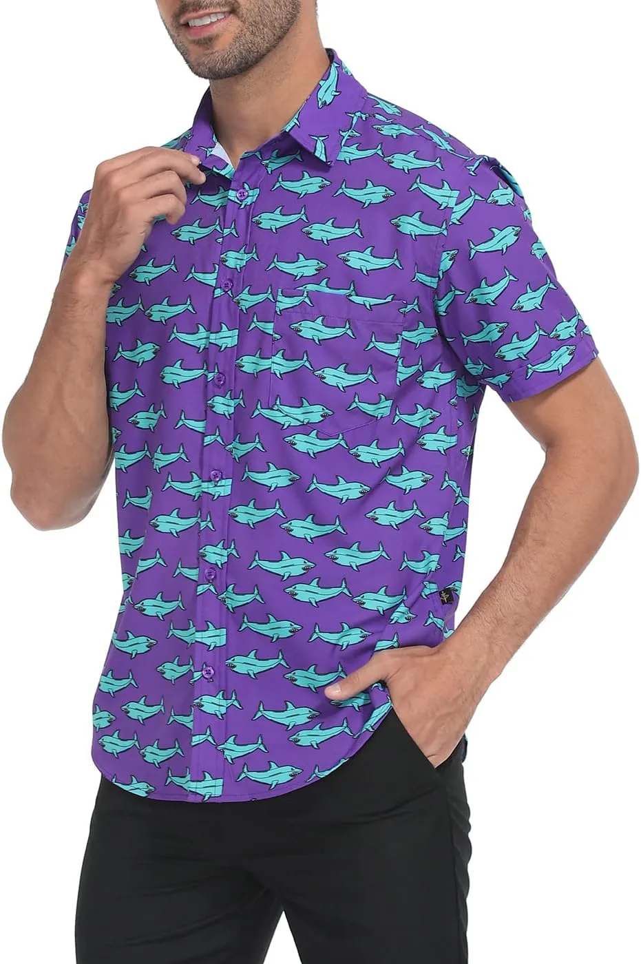 LRD Men's Novelty Casual Button Down Shirt Short Sleeve Hawaiian Dress Shirts