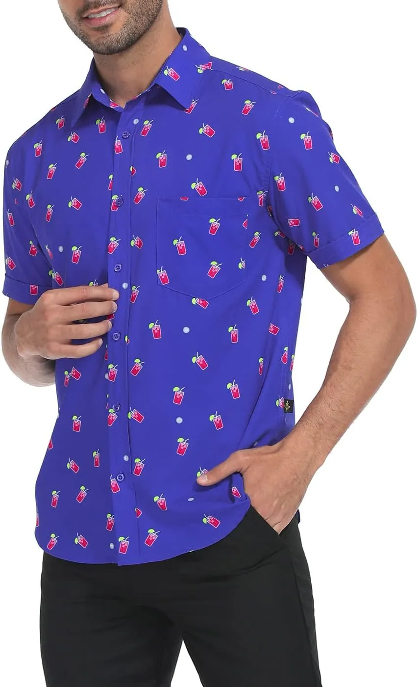 LRD Men's Novelty Casual Button Down Shirt Short Sleeve Hawaiian Dress Shirts