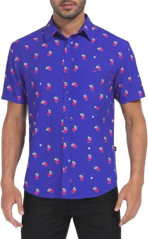 LRD Men's Novelty Casual Button Down Shirt Short Sleeve Hawaiian Dress Shirts