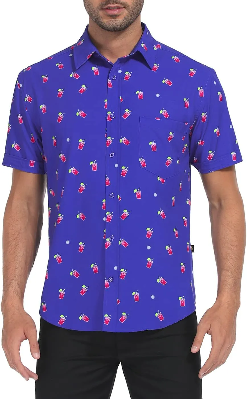 LRD Men's Novelty Casual Button Down Shirt Short Sleeve Hawaiian Dress Shirts