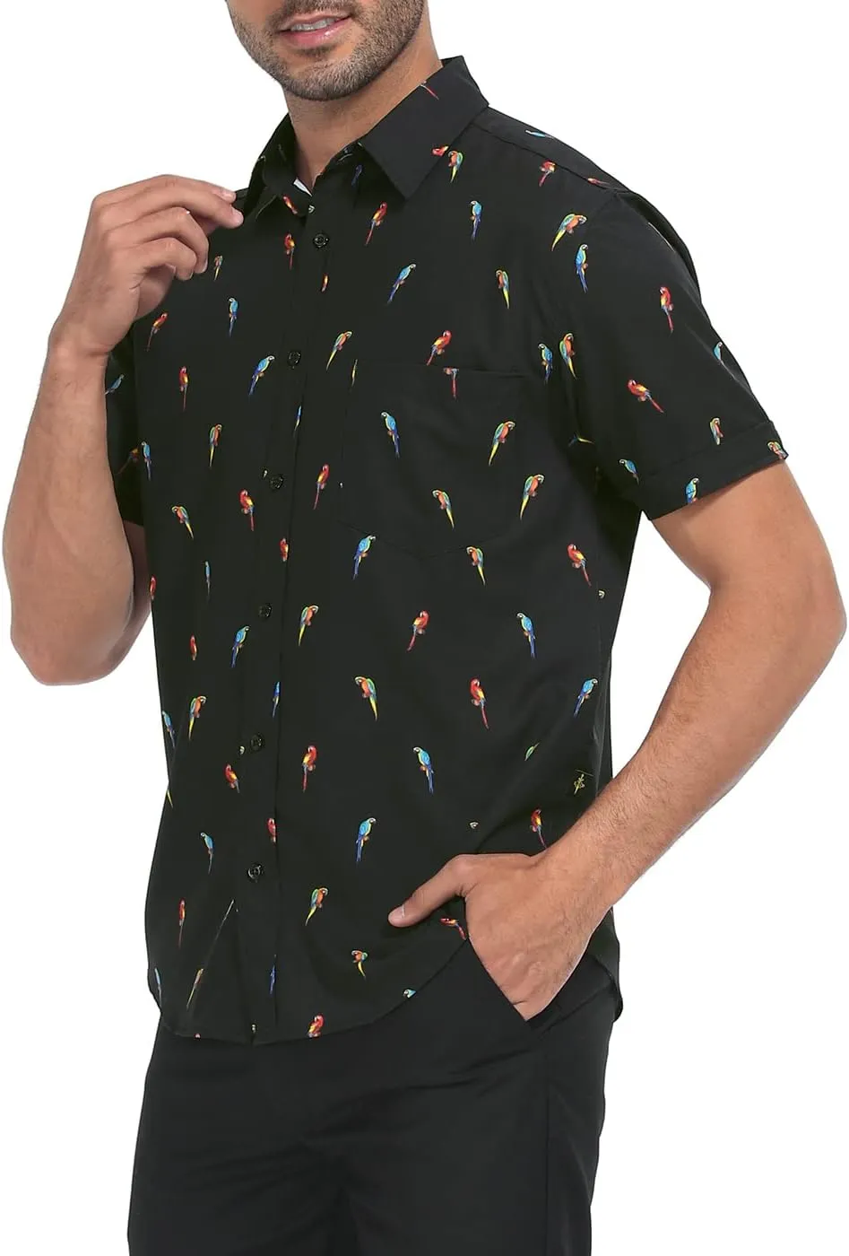 LRD Men's Novelty Casual Button Down Shirt Short Sleeve Hawaiian Dress Shirts