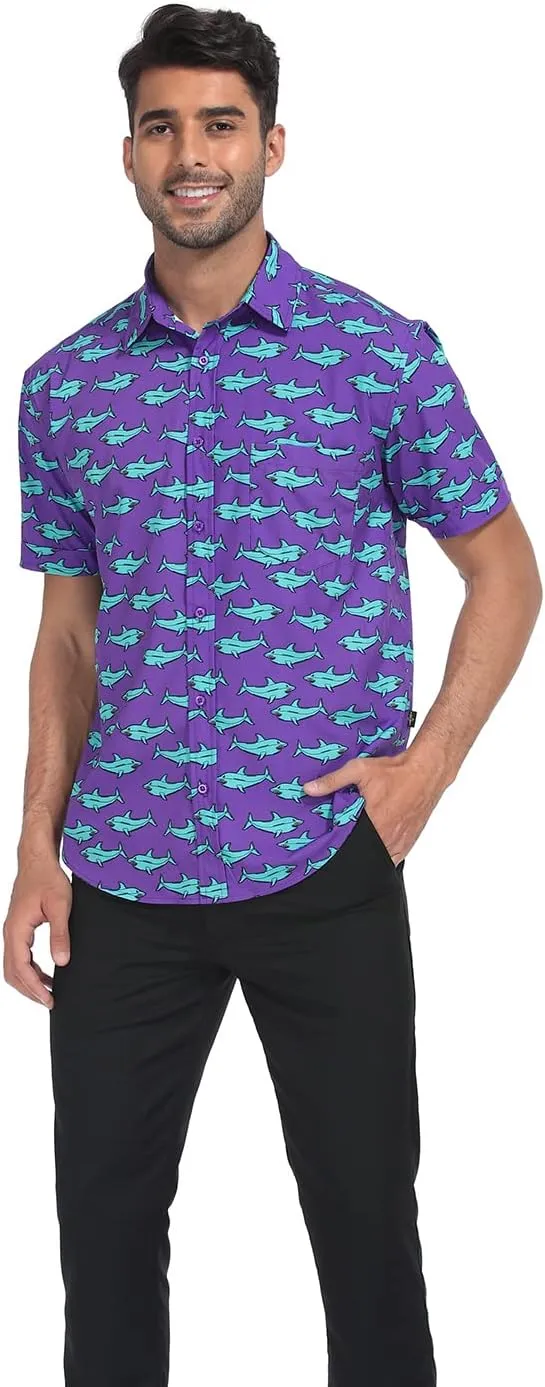 LRD Men's Novelty Casual Button Down Shirt Short Sleeve Hawaiian Dress Shirts