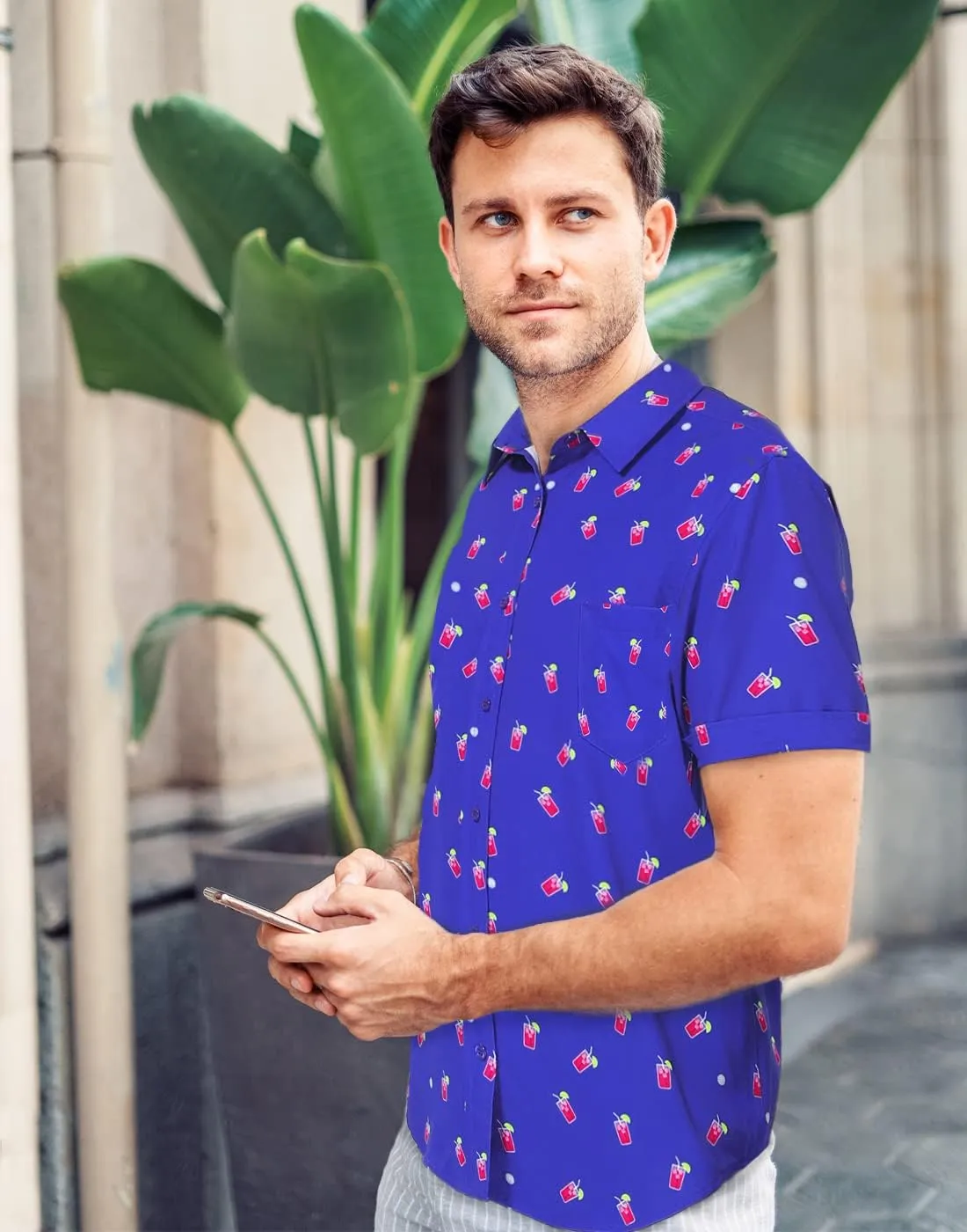 LRD Men's Novelty Casual Button Down Shirt Short Sleeve Hawaiian Dress Shirts