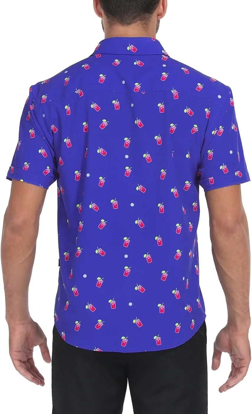 LRD Men's Novelty Casual Button Down Shirt Short Sleeve Hawaiian Dress Shirts