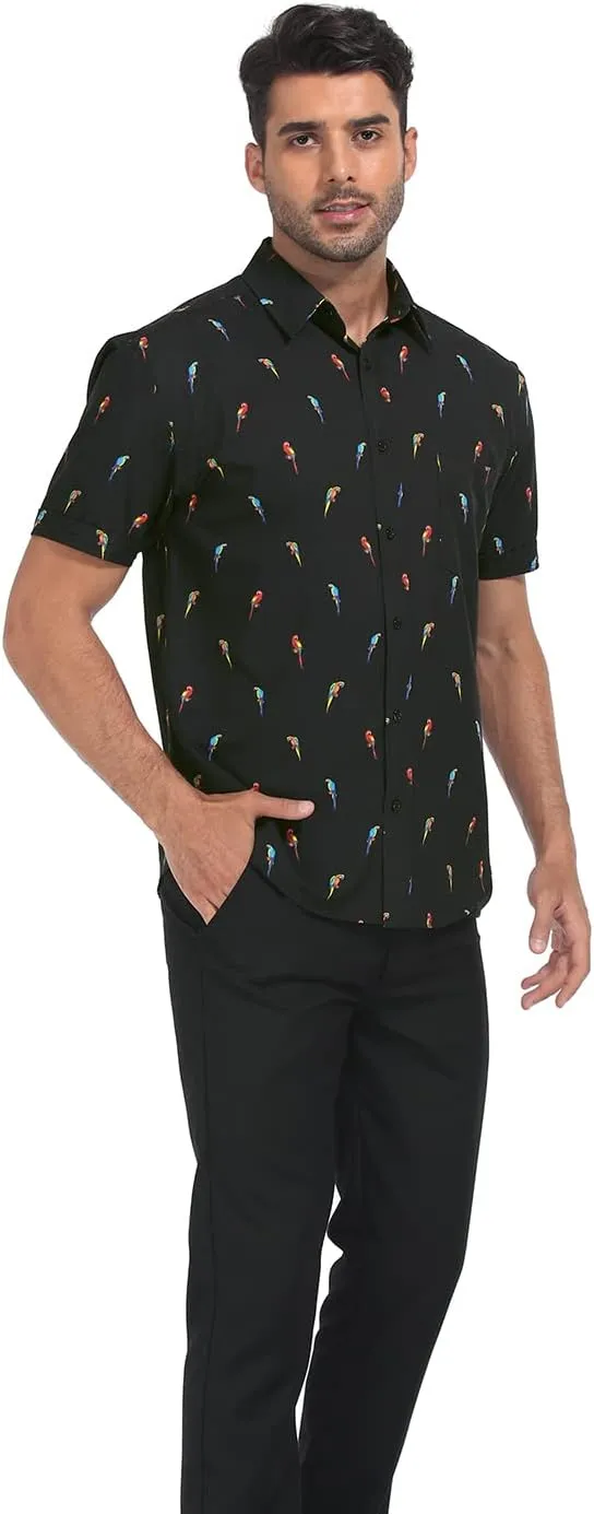 LRD Men's Novelty Casual Button Down Shirt Short Sleeve Hawaiian Dress Shirts