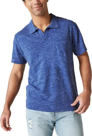 Lucky Brand Men's Short Sleeve Linen Johnny Collar Polo