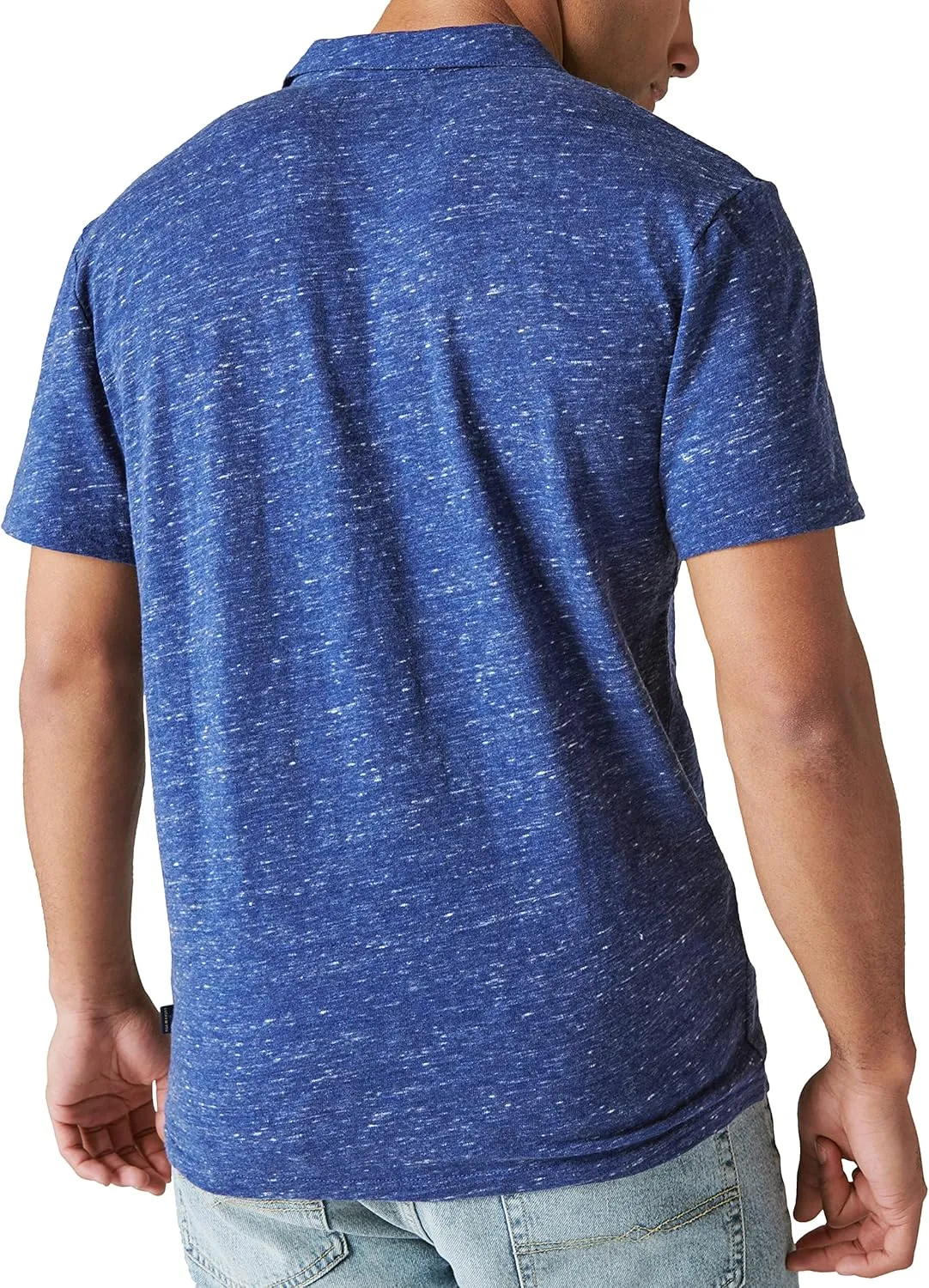 Lucky Brand Men's Short Sleeve Linen Johnny Collar Polo