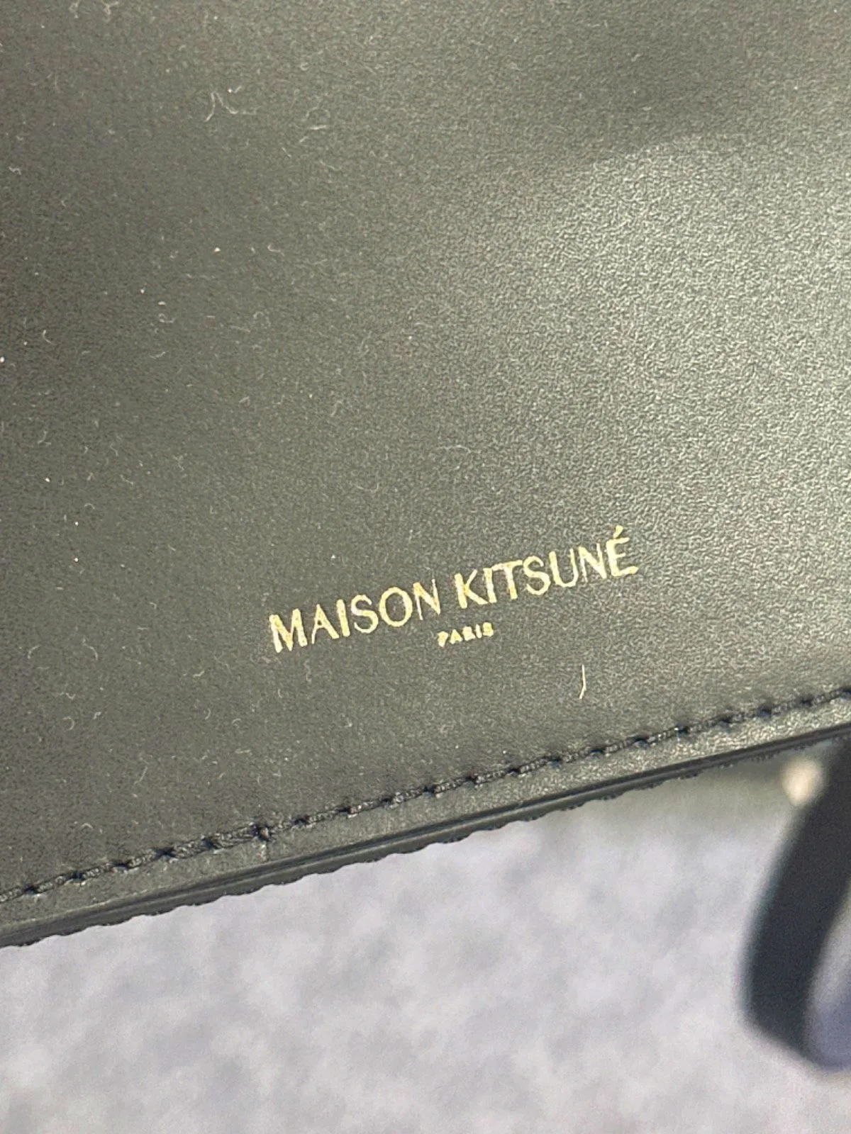 Maison Kitsun Black Leather Eddie Fox Clasp Crossbody Bag