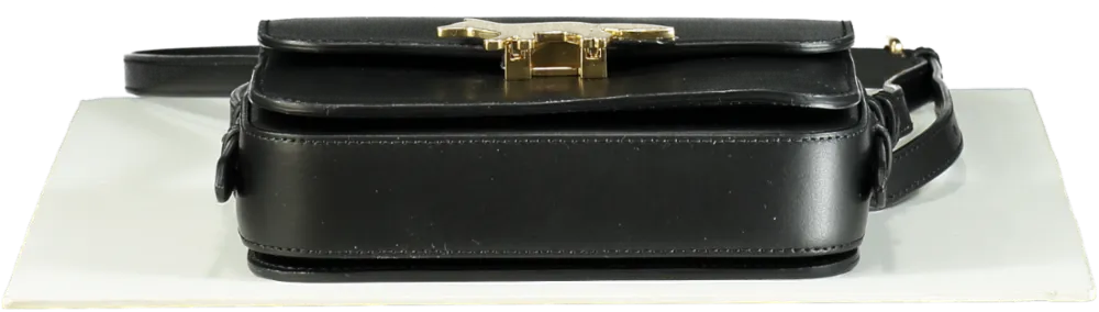 Maison Kitsun Black Leather Eddie Fox Clasp Crossbody Bag