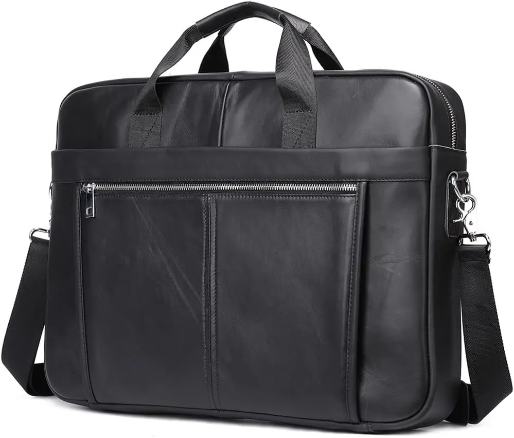 Men Genuine Leather Briefcase Convertible 14/17 Inch Messenger Bags Handbag Multifunctional Business Shoulder Bag
