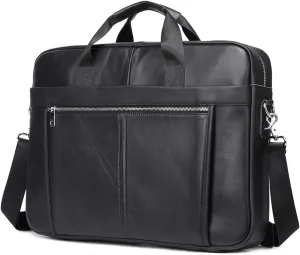 Men Genuine Leather Briefcase Convertible 14/17 Inch Messenger Bags Handbag Multifunctional Business Shoulder Bag