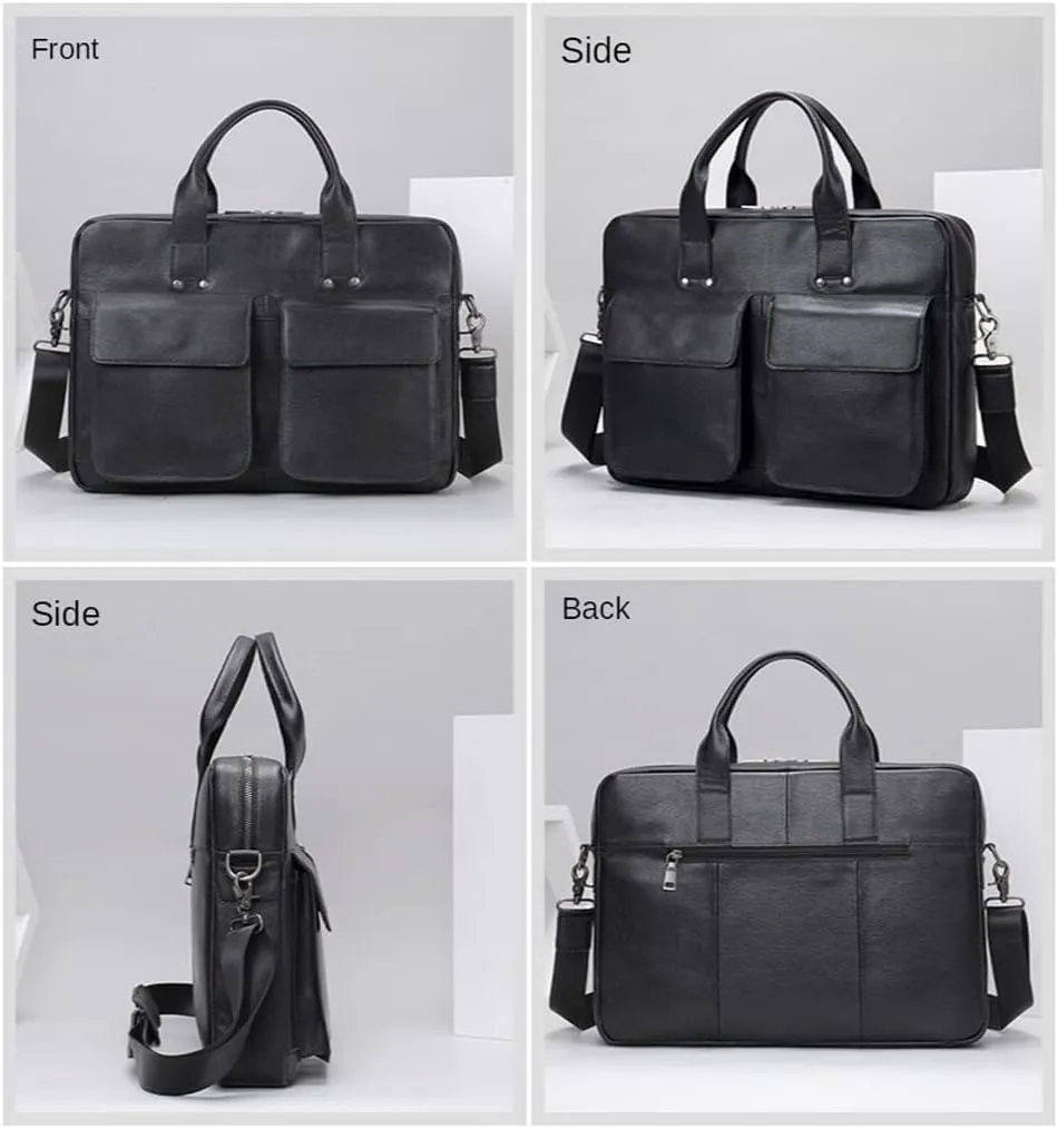 Men Genuine Leather Briefcase Convertible 15.6 Inch Laptop Messenger Bags Handbag Multifunctional Business