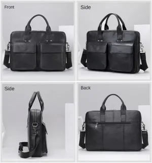 Men Genuine Leather Briefcase Convertible 15.6 Inch Laptop Messenger Bags Handbag Multifunctional Business