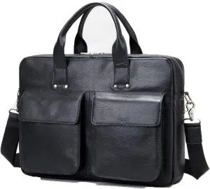 Men Genuine Leather Briefcase Convertible 15.6 Inch Messenger Bags Handbag Multifunctional Business Work Shoulder Bag