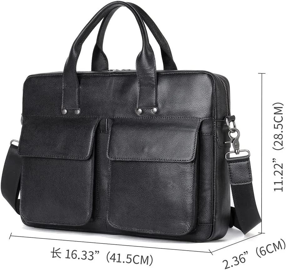 Men Genuine Leather Briefcase Convertible 15.6 Inch Messenger Bags Handbag Multifunctional Business Work Shoulder Bag