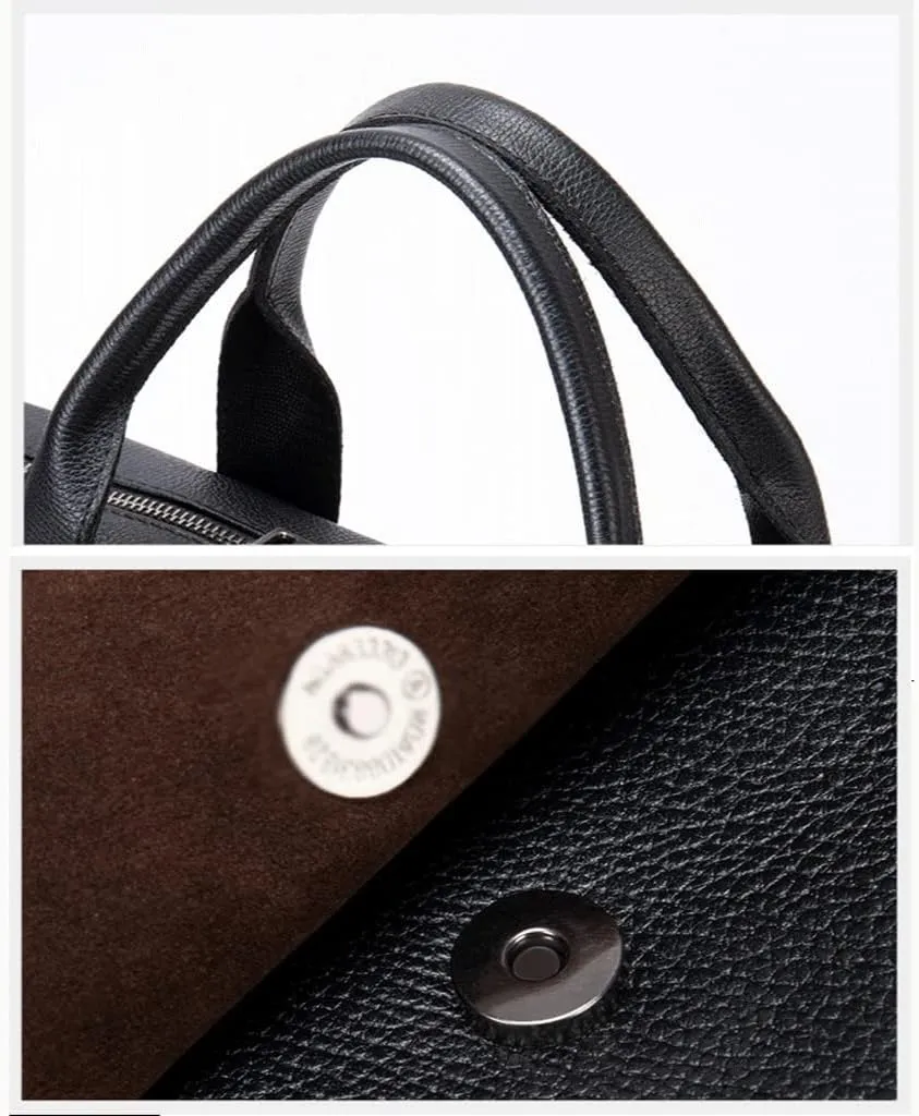 Men Genuine Leather Briefcase Convertible 15.6 Inch Messenger Bags Handbag Multifunctional Business Work Shoulder Bag